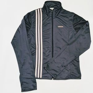 Adidas Women's Grey Triple Pink Stripe Jacket